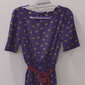 Everly elephant print short sleeve dress blue green size small